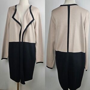 Pure Collection Double Faced Coatigan Cotton Cashmere Cardigan 14/16 Beige Black